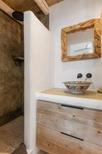 Rustic bathroom with decorative sink at Casa Aduar 22 Marbella Old Town