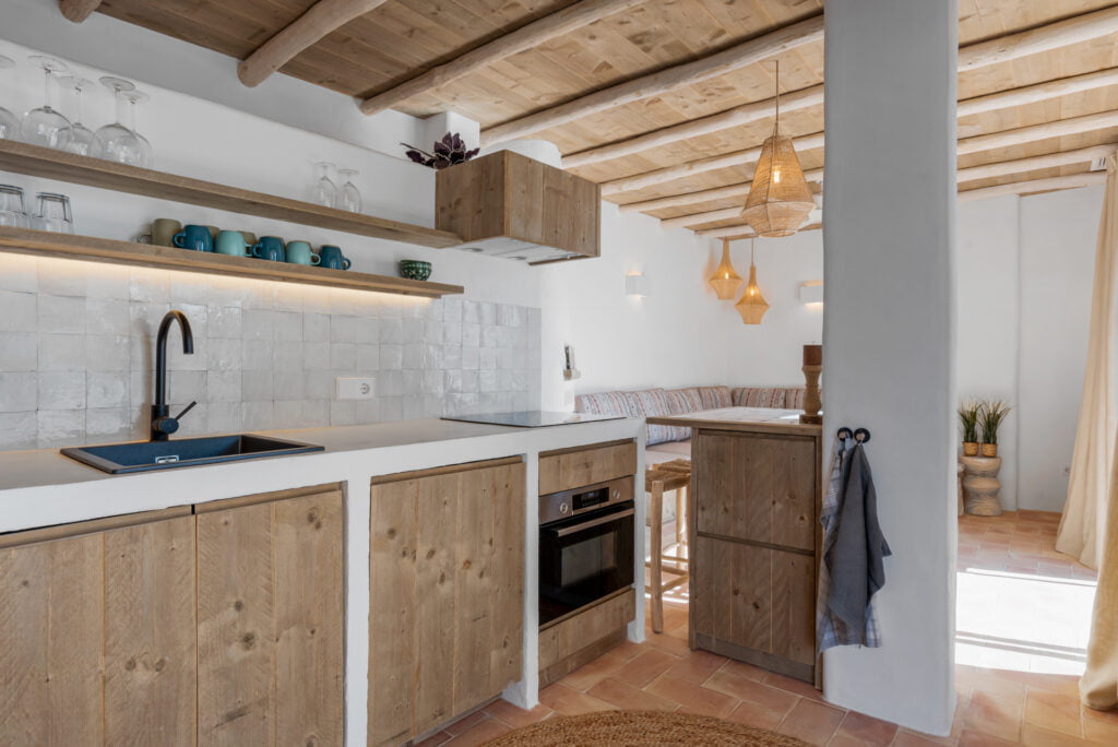 Rustic fully equipped kitchen at Casa Aduar 22 Marbella Old Town