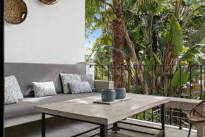 Outdoor lounge on terrace – Jardín de los Pinos Marbella