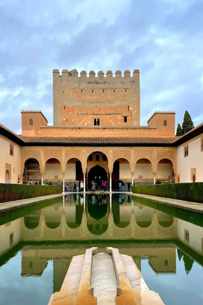 The Alhambra palace in Granada with reflecting pool