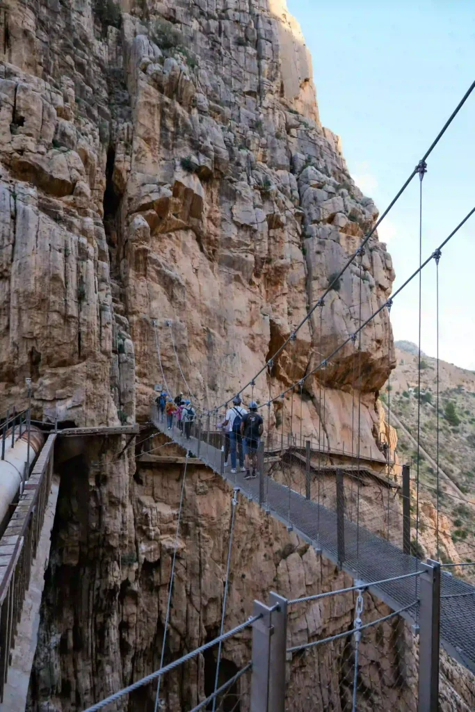 Caminito del Rey walkway along steep cliffs in El Chorro