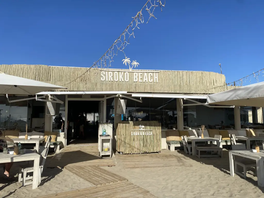 Siroko Beach Marbella beach club entrance with terrace and restaurant by the sea